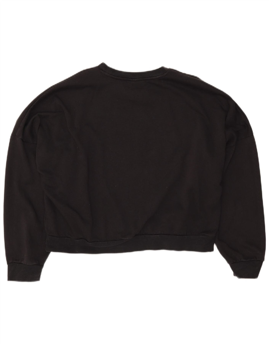 ADIDAS Damen Crop Oversized Sweatshirt Pullover UK 16/18 Large Schwarze Baumwolle