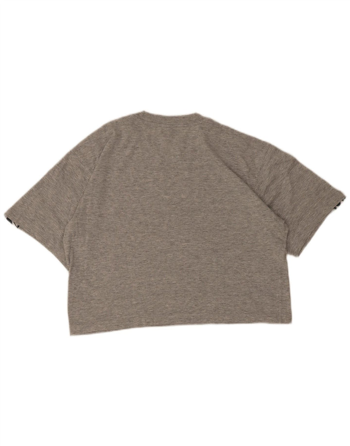 Asics Damen Crop Graphic T-Shirt Top UK 14 Mittelgrau meliert