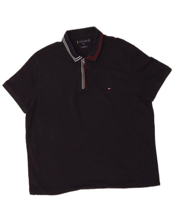 Tommy Hilfiger Herren-Poloshirt mit normaler Passform, 2XL, marineblau, gestreift, Baumwolle