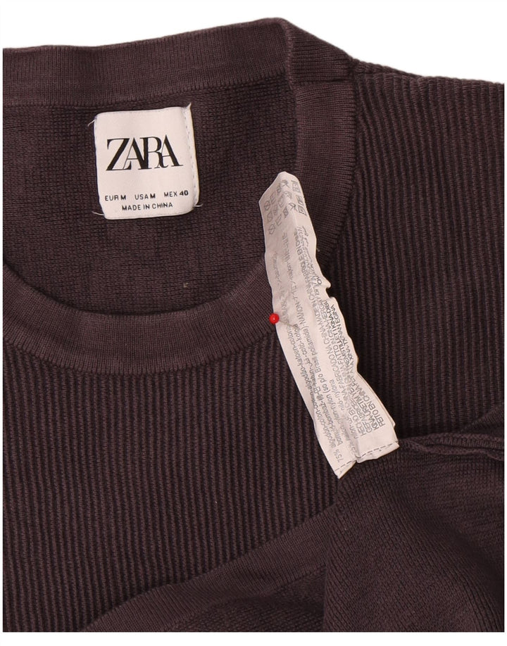 Zara Herren T-Shirt Top mittelgraue Baumwolle