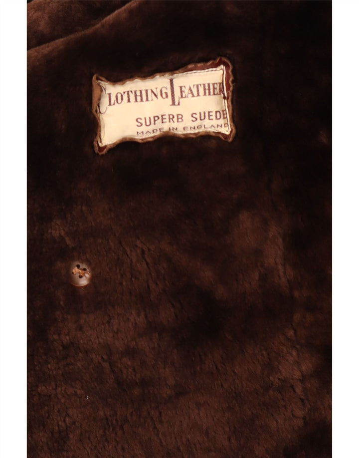 Vintage Herren Shearling Ledermantel UK 38 Mittelbraunes Leder
