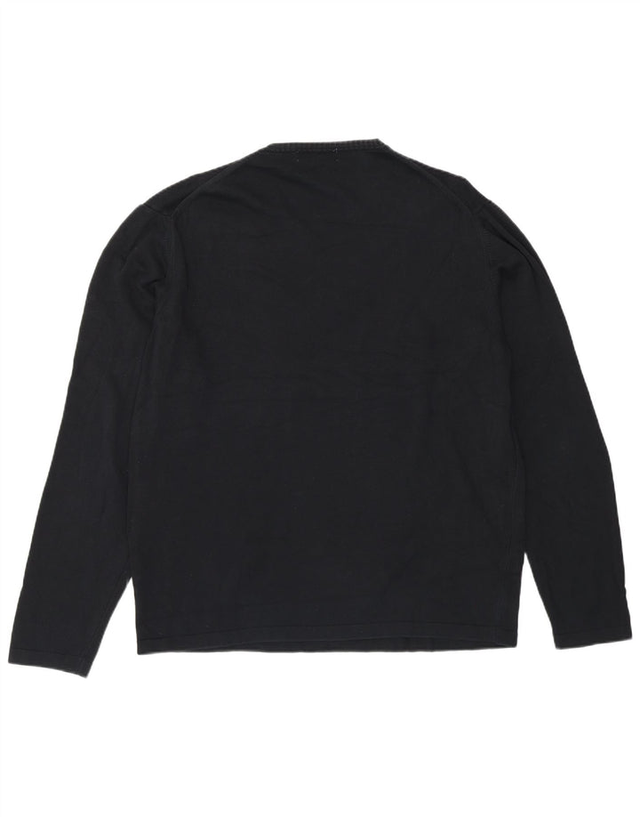 Zara Herren-Pullover mit Rundhalsausschnitt, groß, marineblaue Baumwolle