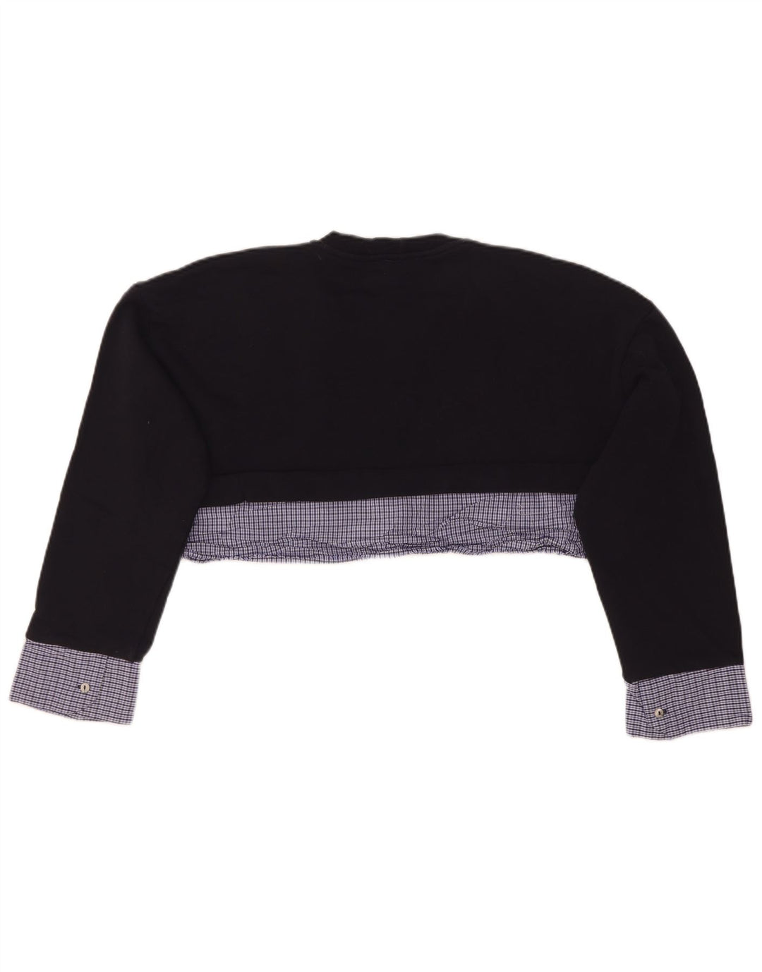 Zara Damen Crop Oversized Sweatshirt Pullover UK 10 Small Marineblau kariert