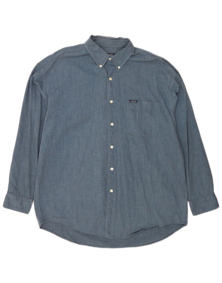 Chaps Ralph Lauren Herrenhemd XL, blaue Baumwolle