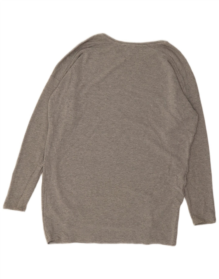 Topshop Damen Übergroßes Top Langarm UK 12 Mittelgraue Viskose