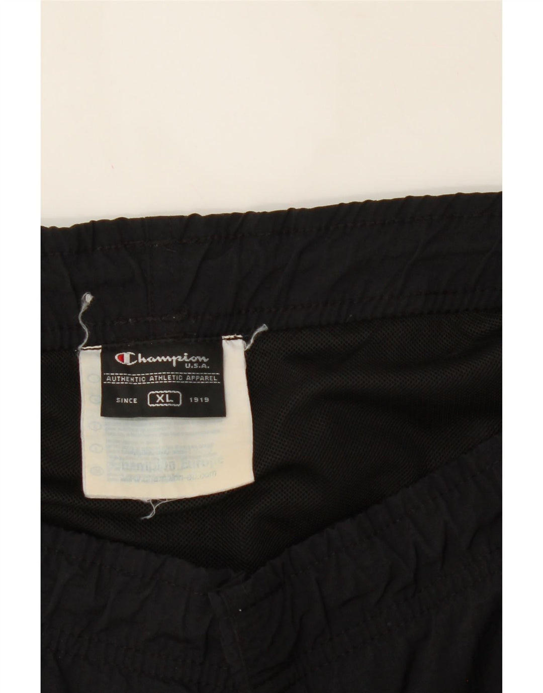 CHAMPION Mens Sport Shorts XL  Black Striped Polyester Vintage Champion and Second-Hand Champion from Messina Hembry 