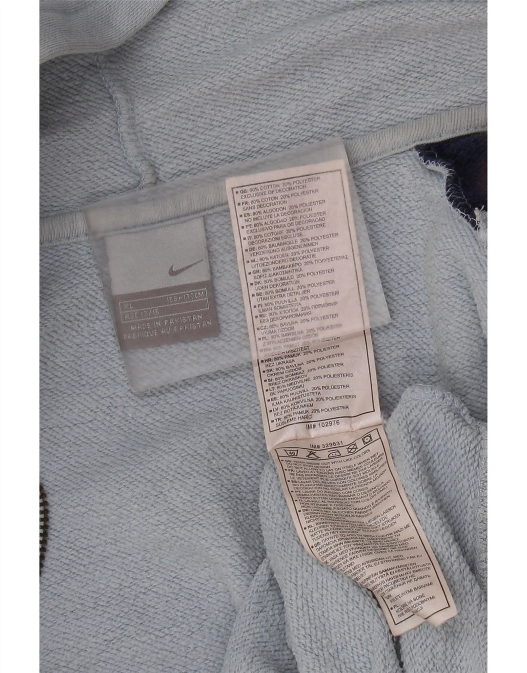 Nike Jungen-Kapuzenpullover mit grafischem Reißverschluss, 13–14 Jahre, XL, blaue Farbblock-Baumwolle