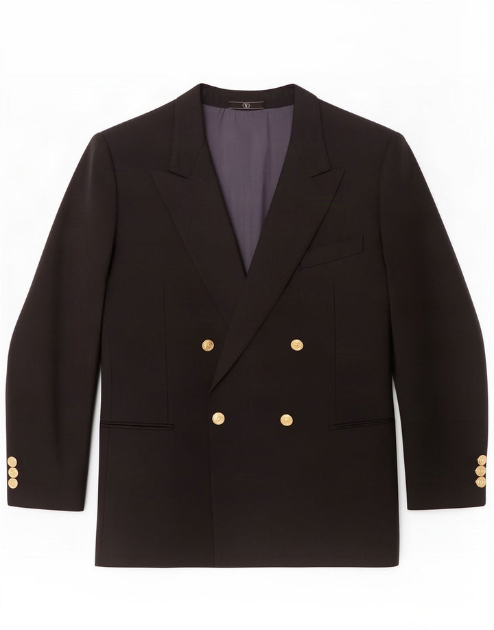 Valentino Herren-Blazer, zweireihig, IT 50, groß, schwarze Schurwolle