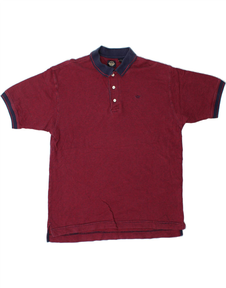 DOCKERS Mens Polo Shirt Large Red Houndstooth Cotton Vintage Dockers and Second-Hand Dockers from Messina Hembry 