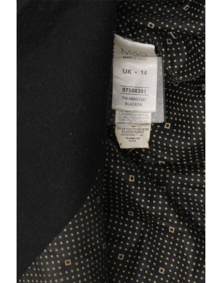 Marks & Spencer Zweireihiger Damenmantel UK 14 Mittelschwarzes Polyester