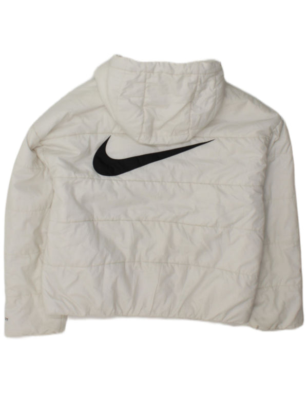 Nike Damen Therma-Fit Graphic Hooded Wattierte Jacke UK 14 Medium Weiß