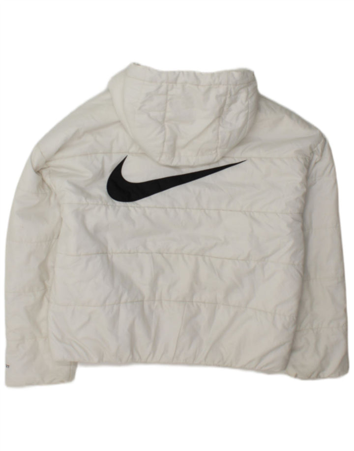 Nike Damen Therma-Fit Graphic Hooded Wattierte Jacke UK 14 Medium Weiß
