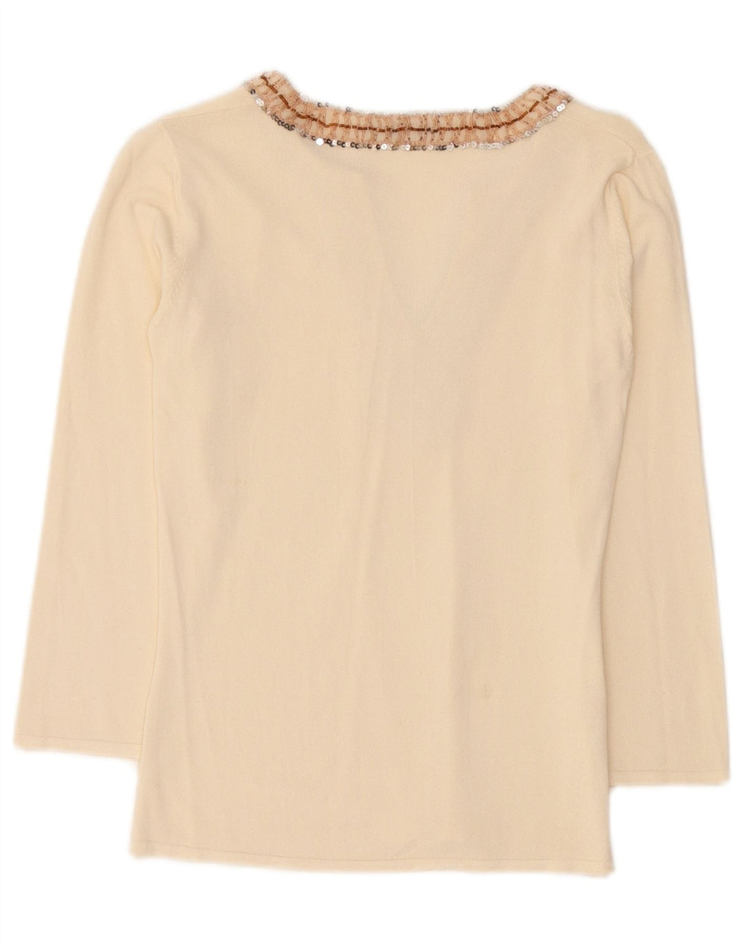 Zara Damen Top Langarm UK 12 Mittelbeige Viskose