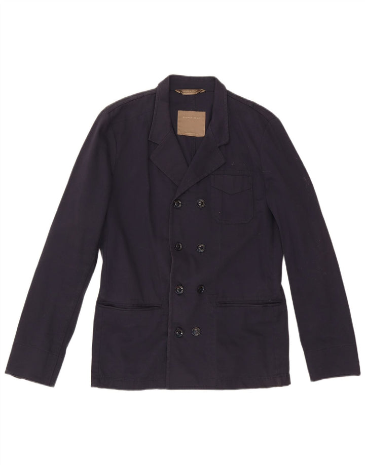 Zweireihiger Herren-Blazer von Zara, UK 38, mittelmarineblaue Baumwolle