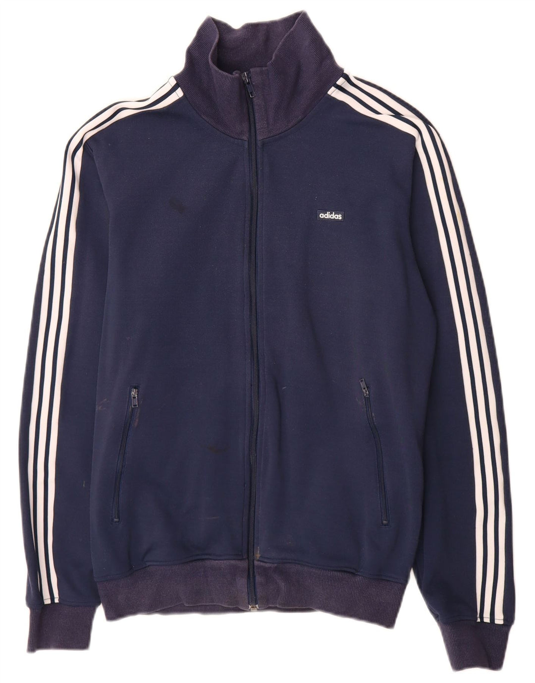 Adidas Herren-Trainingsanzug-Top-Jacke aus mittelmarineblauem Polyester