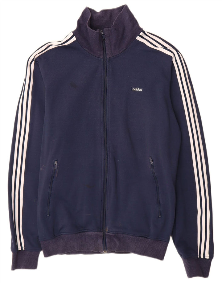 Adidas Herren-Trainingsanzug-Top-Jacke aus mittelmarineblauem Polyester