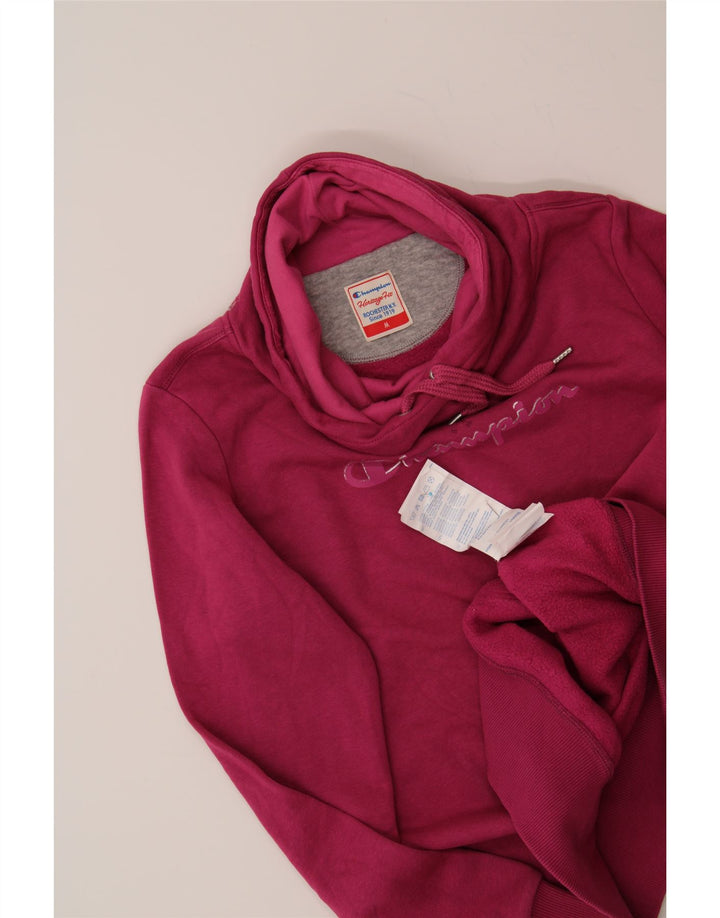 CHAMPION Womens Heritage Fit Graphic Sweatshirt Jumper UK 14 Medium Pink Vintage Champion and Second-Hand Champion from Messina Hembry 