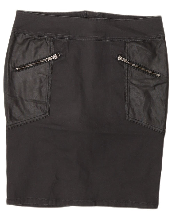 Marks & Spencer Damen Bleistiftrock UK 8 Small W30 Schwarze Baumwolle
