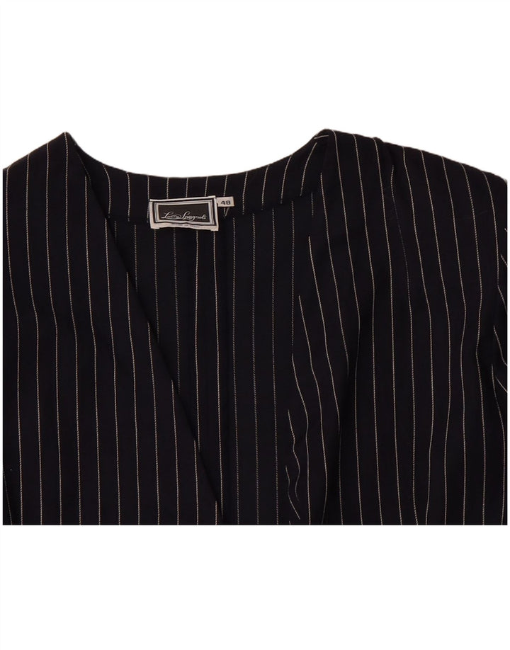 LUISA SPAGNOLI Womens Blazer Jacket IT 48 XL Navy Blue Pinstripe