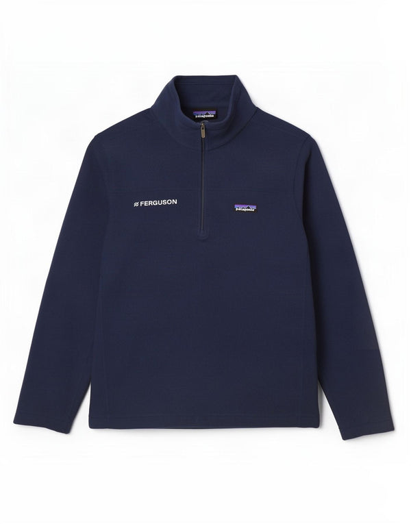 Patagonia Mens Zip Neck Fleece Jumper Large Navy Blue Polyester