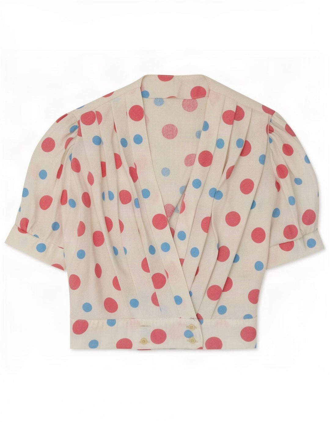 Vintage Damen Bluse Top UK 10 Small White Spotted
