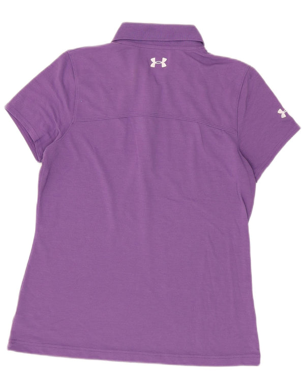 Under Armour Damen Heat Gear Poloshirt UK 16 Large Lila Polyester