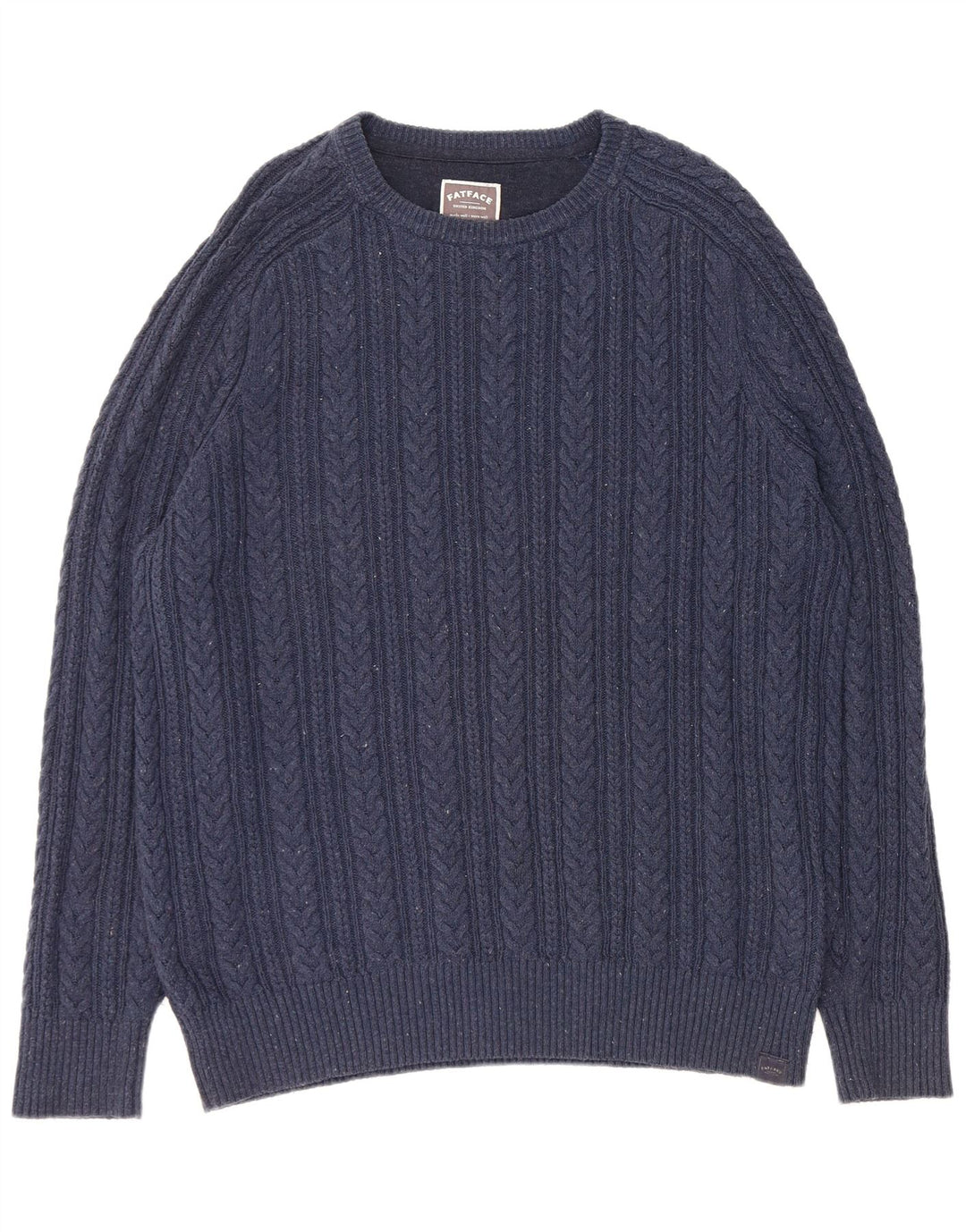 FAT FACE Herren-Pullover mit U-Boot-Ausschnitt, XL, marineblau gesprenkelte Baumwolle