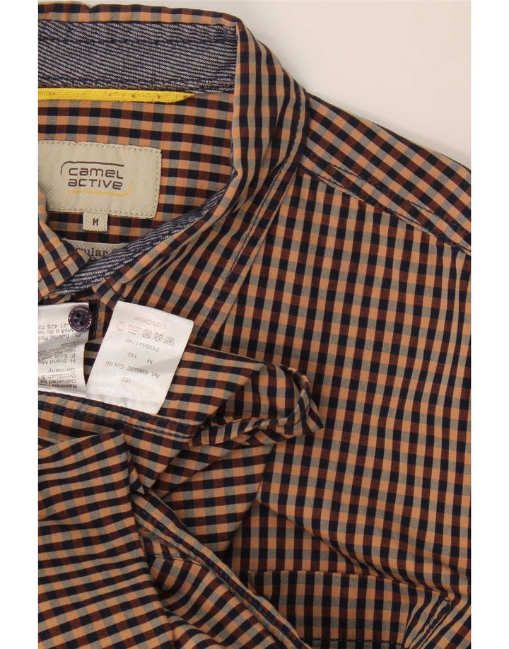 Camel Active Herren-Hemd mit normaler Passform, mittelbraune Gingham-Baumwolle