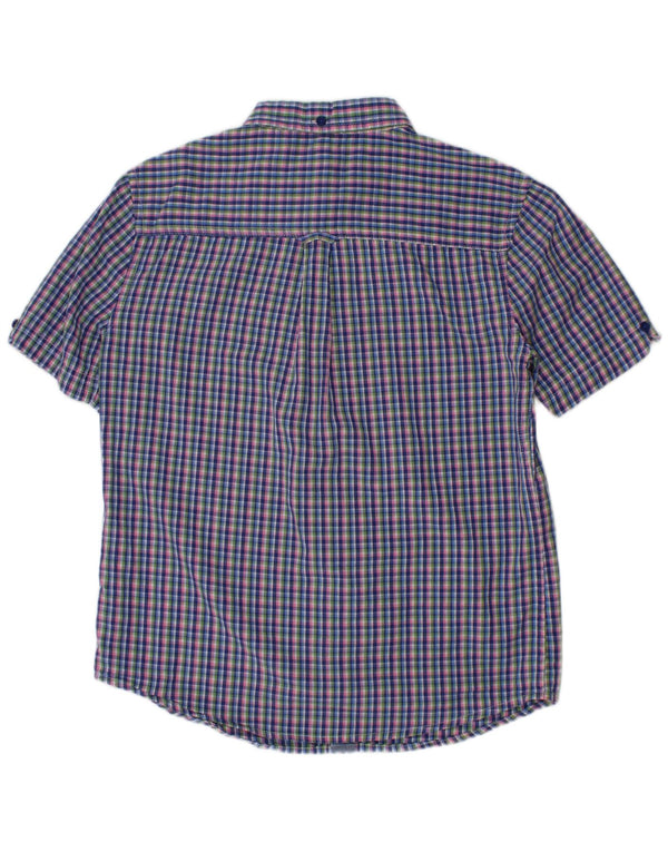 BEN SHERMAN Kurzarmhemd für Jungen, 10–11 Jahre, blaue Gingham-Baumwolle