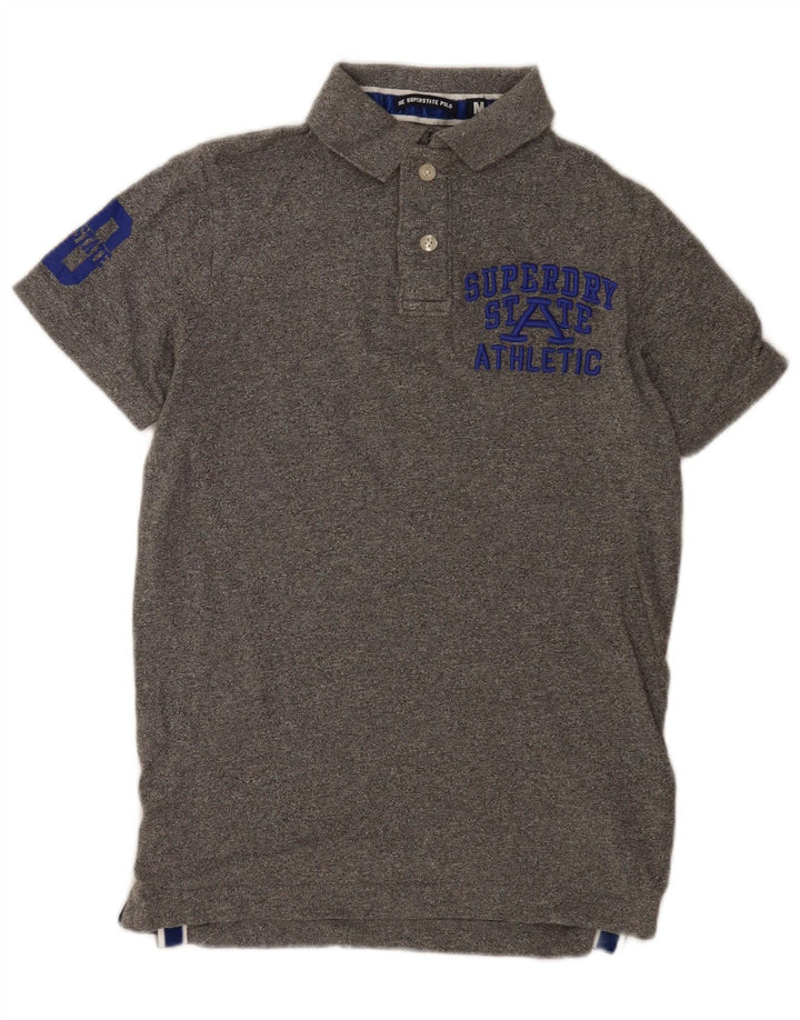Superdry Herren-Poloshirt aus mittelgrauer Baumwolle mit Grafik
