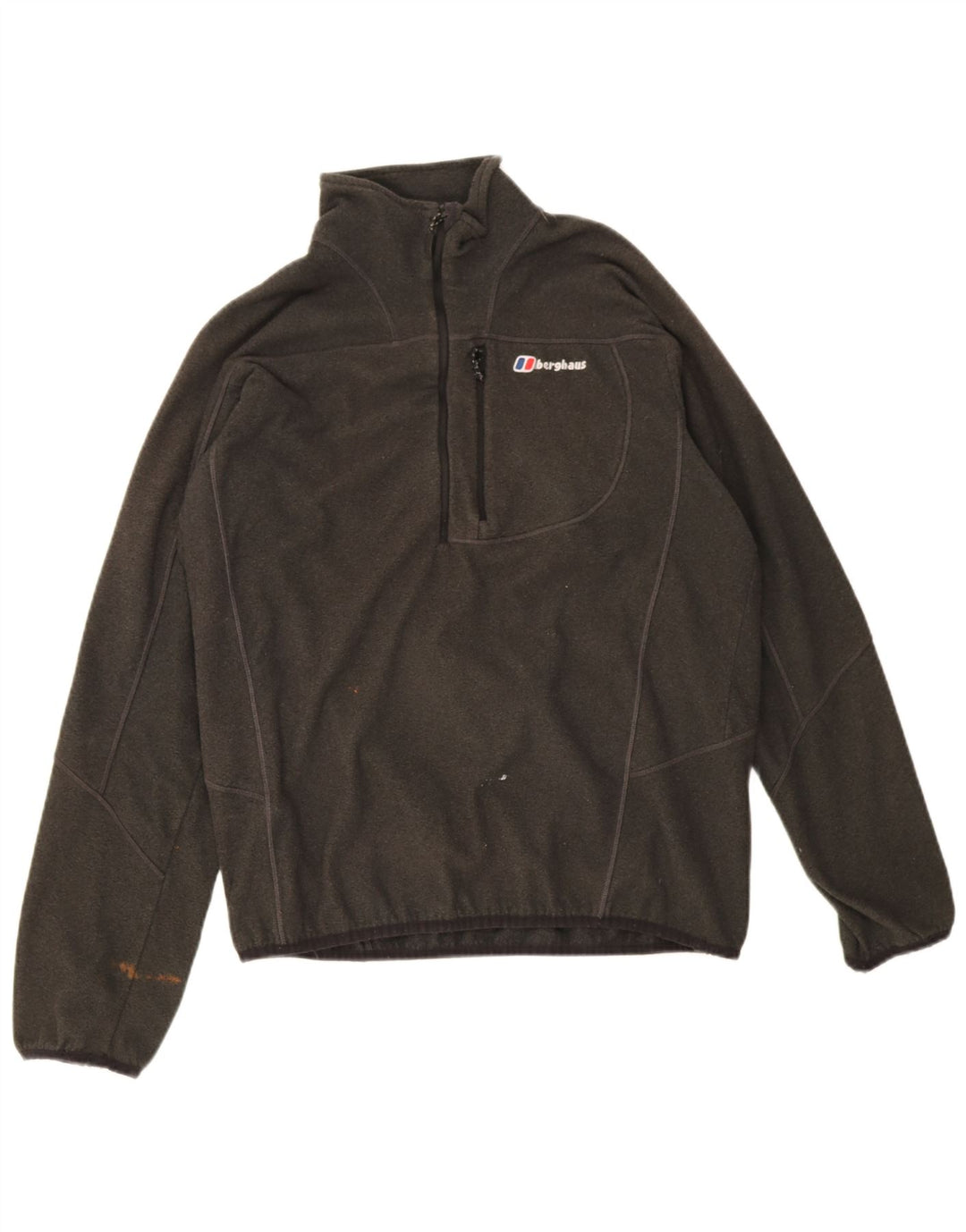 Berghaus Herren-Fleecepullover mit Reißverschluss am Hals, großes, grün meliertes Polyester