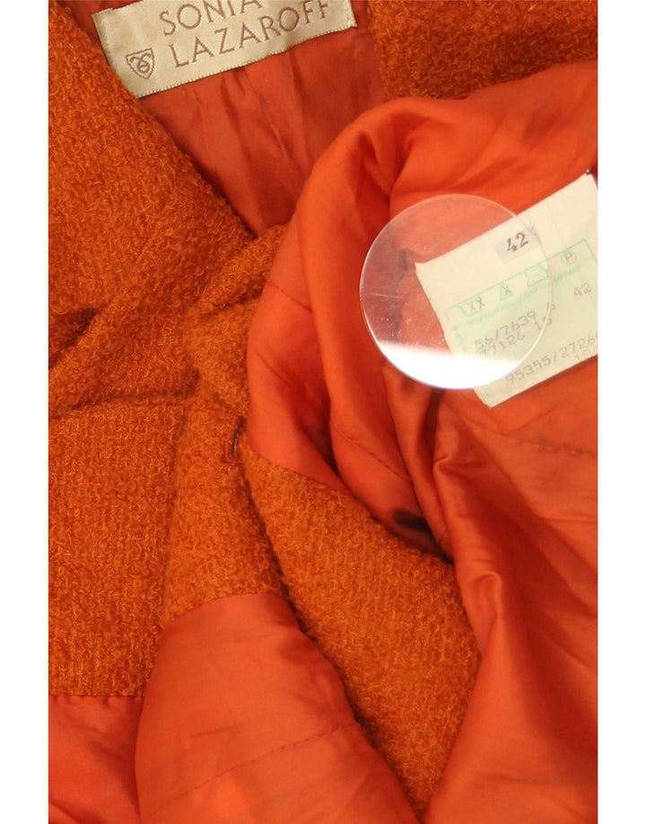 Vintage Damen 4-Knopf-Blazerjacke IT 42 Mittelorange Wolle