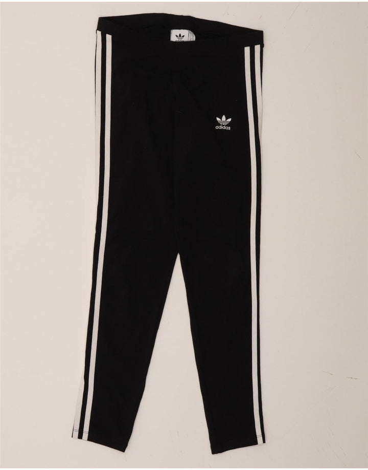 Adidas Damen Leggings UK 10 Small Schwarz Baumwolle
