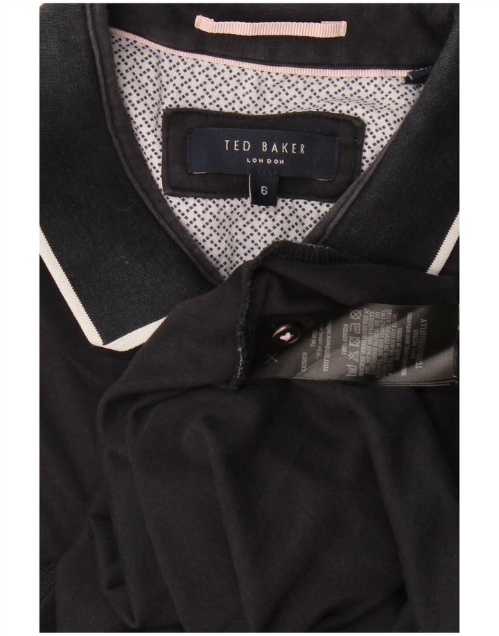 Ted Baker Herren-Poloshirt, Größe 6 2XL, schwarze Baumwolle