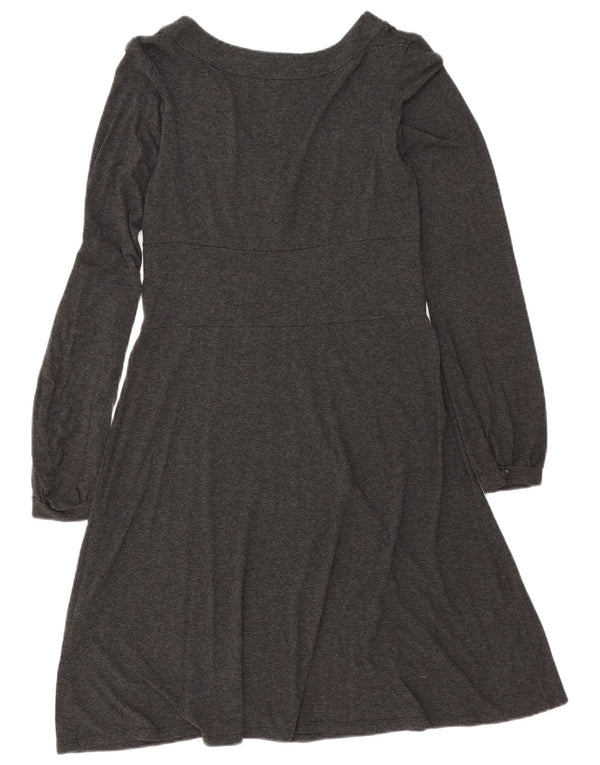 Zara Damen-Langarmkleid in A-Linie, Gr. 44, groß, grau gefleckte Viskose