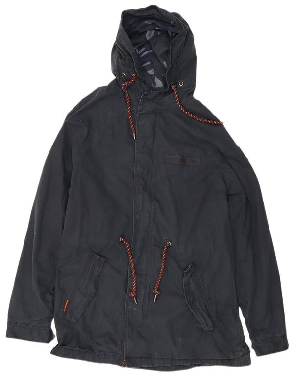 Superdry Herren-Parka mit Kapuze, UK 46 3XL, Marineblau, Baumwolle