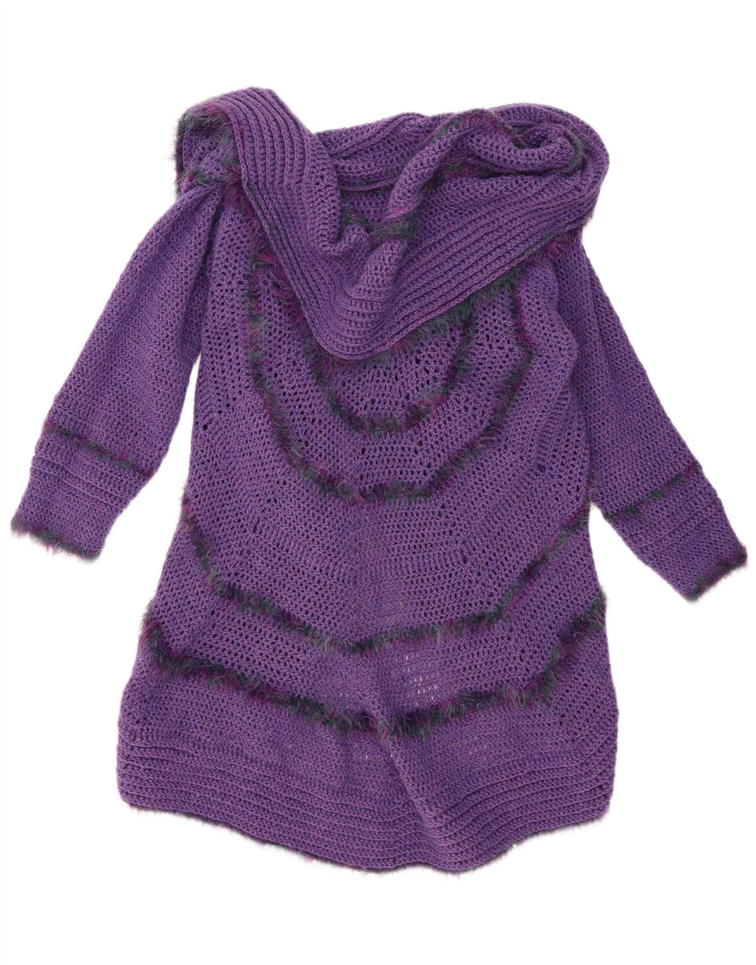 Vintage Damen Longline Open Cardigan Pullover Einheitsgröße Lila