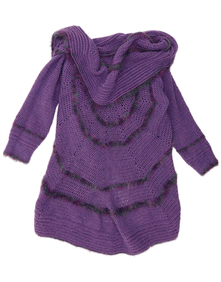 Vintage Damen Longline Open Cardigan Pullover Einheitsgröße Lila