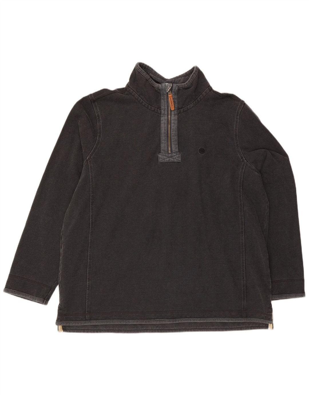 Fat Face Herren-Sweatshirt mit Reißverschluss am Hals, 2XL, graue Baumwolle