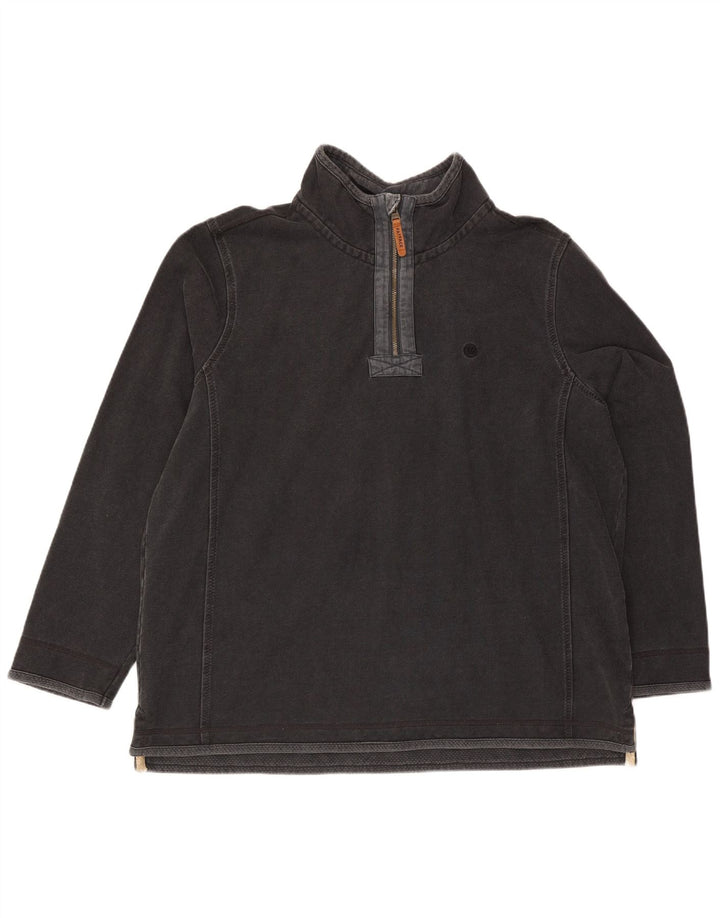 Fat Face Herren-Sweatshirt mit Reißverschluss am Hals, 2XL, graue Baumwolle