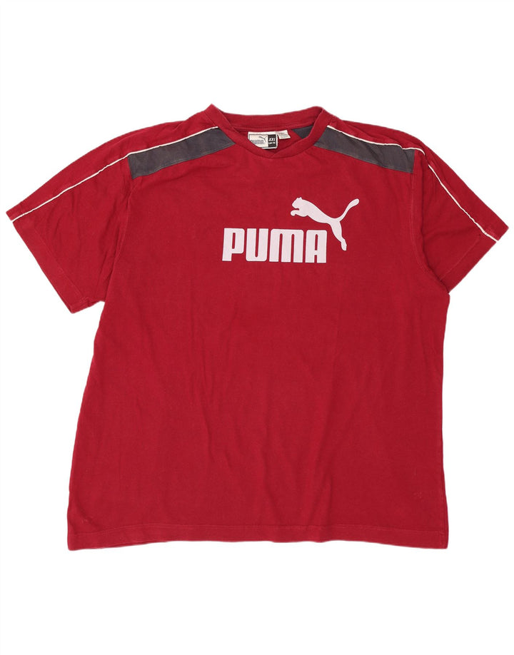PUMA Herren Grafik T-Shirt Top 2XL Rot Farbblock