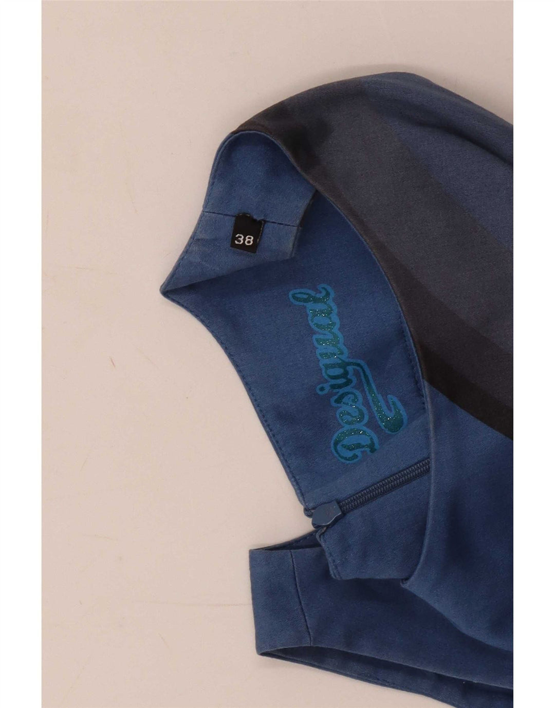 Desigual Damen Grafisches ärmelloses Etuikleid EU 38 Mittelblau gestreift