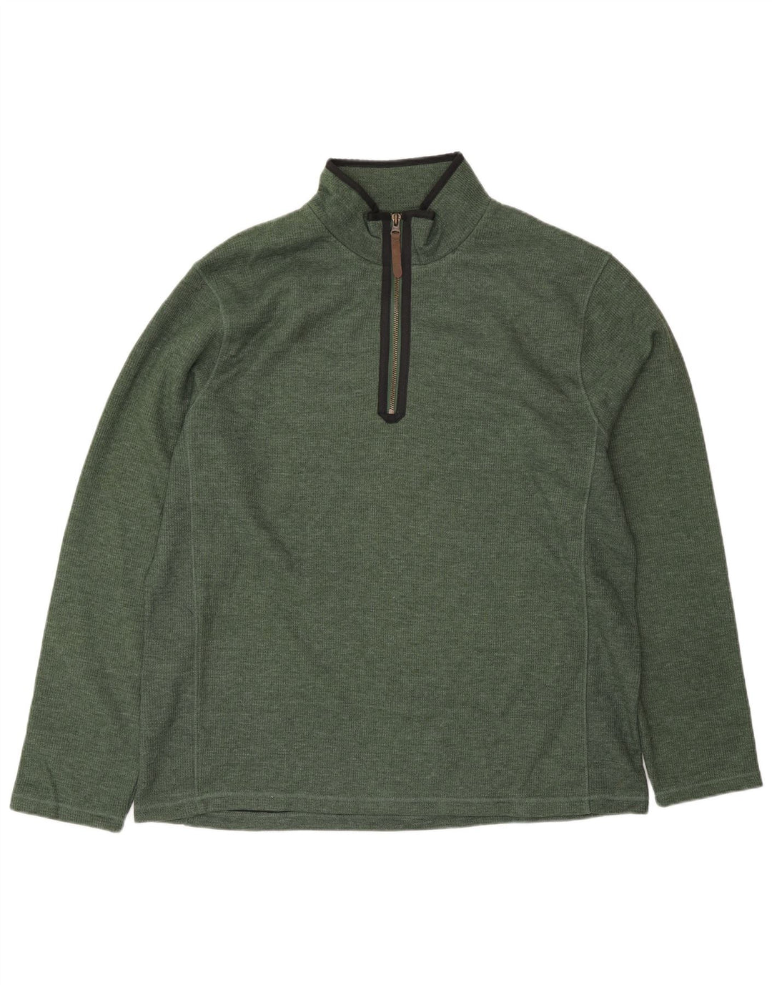 Mountain Warehouse Herren-Pullover mit Reißverschluss am Kragen, Größe L, aus grüner Baumwolle