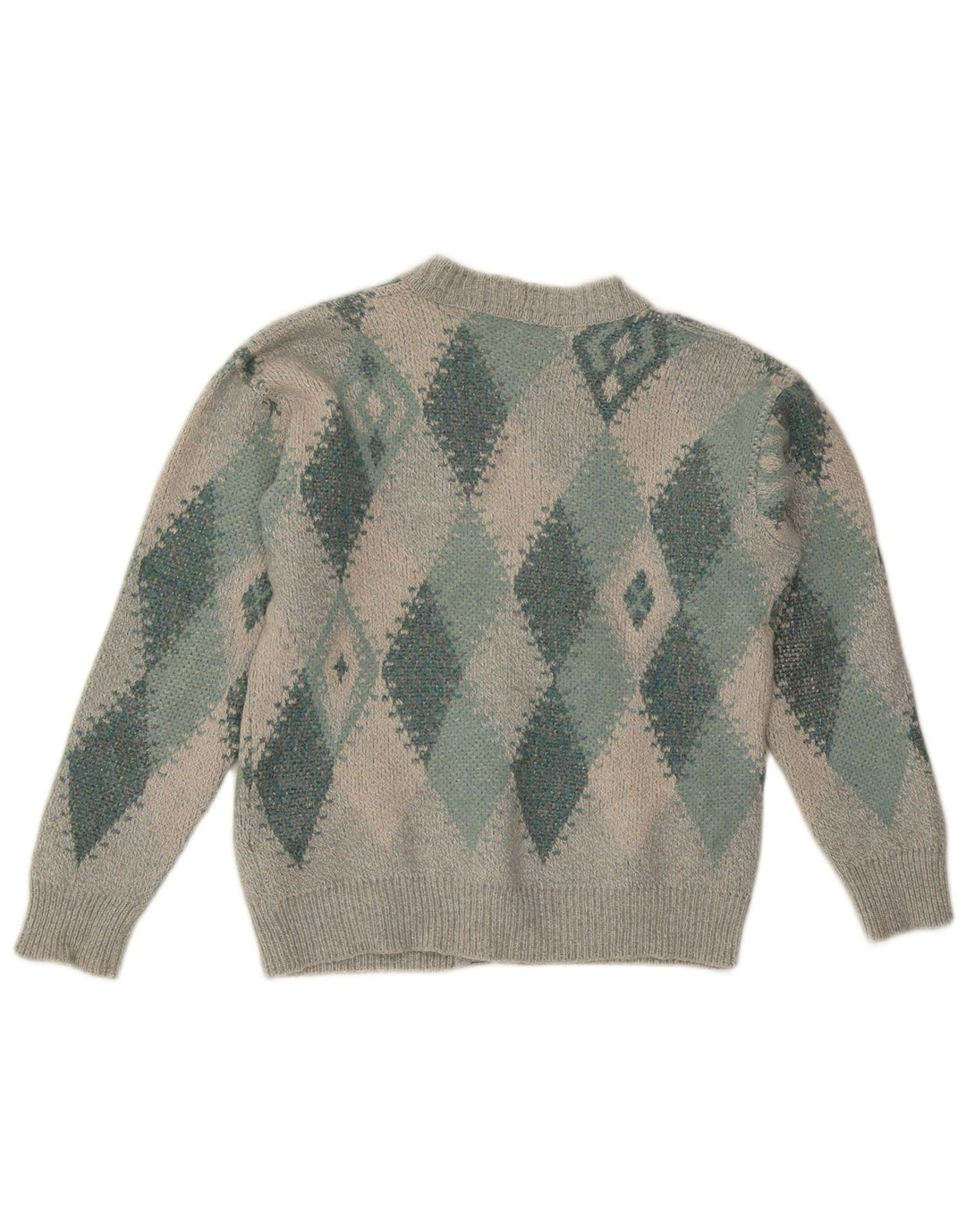 Gran Sasso Herren-Cardigan-Pullover Mittelgraue Argyle-/Diamantwolle