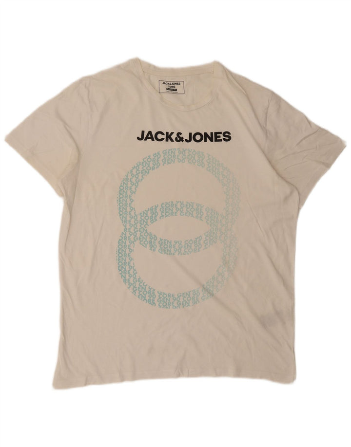 Jack & Jones Herren-T-Shirt mit normaler Passform, mittelweißer Baumwolle, mit Grafik