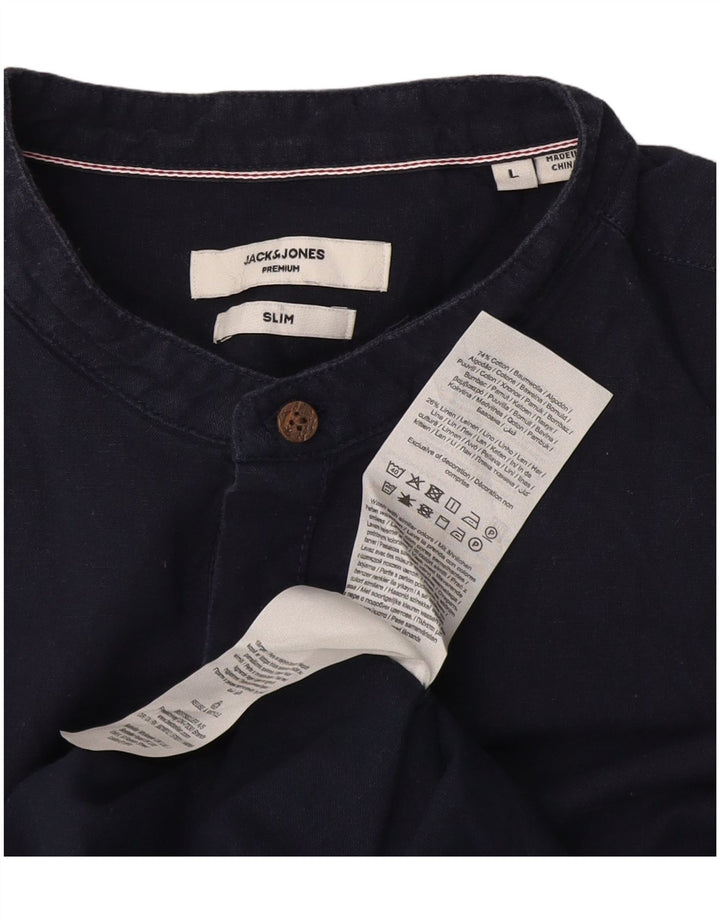 Jack & Jones Herren-Slim-Fit-Pulloverhemd, groß, marineblau, Baumwolle