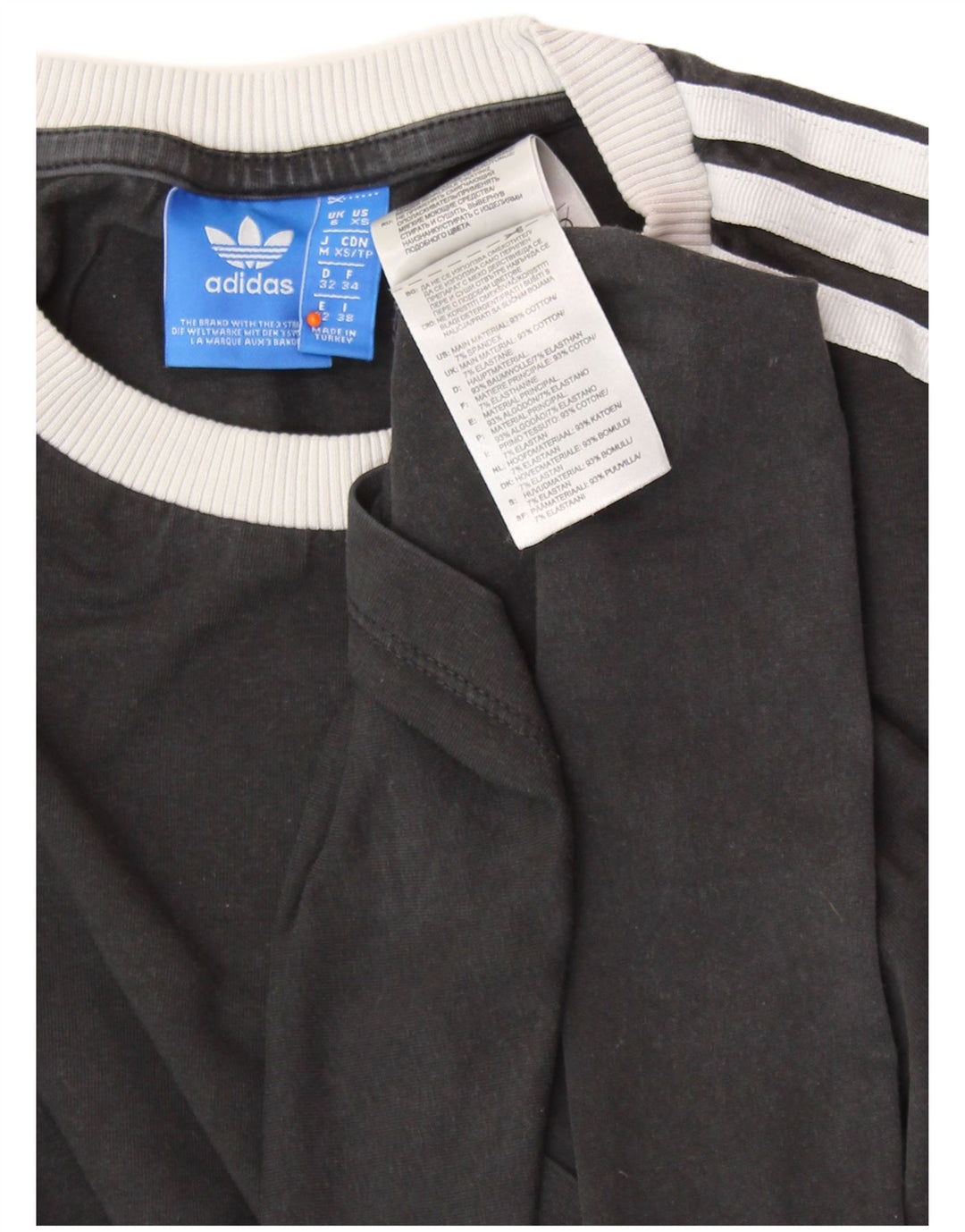 ADIDAS Damen Top Langarm UK 6 XS Schwarz Baumwolle