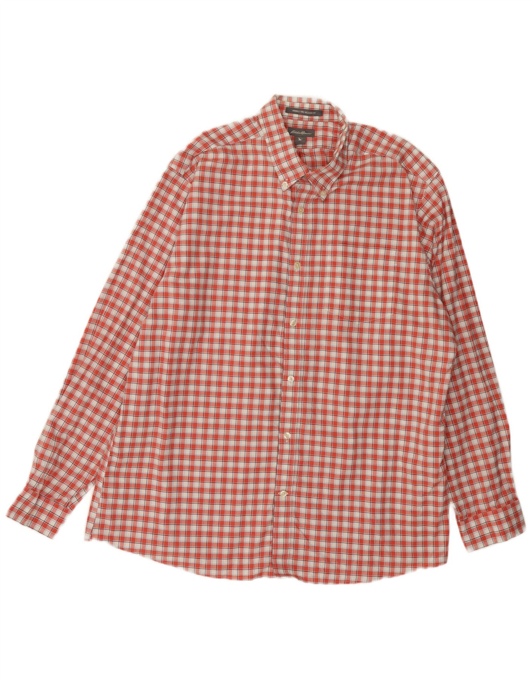 Eddie Bauer Herren-Hemd mit entspannter Passform, XL, rot kariert, Baumwolle