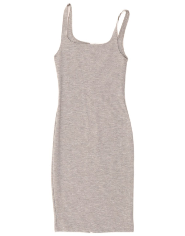 Zara Damen Trafaluc ärmelloses, figurbetontes Kleid, Größe S, Grau meliert