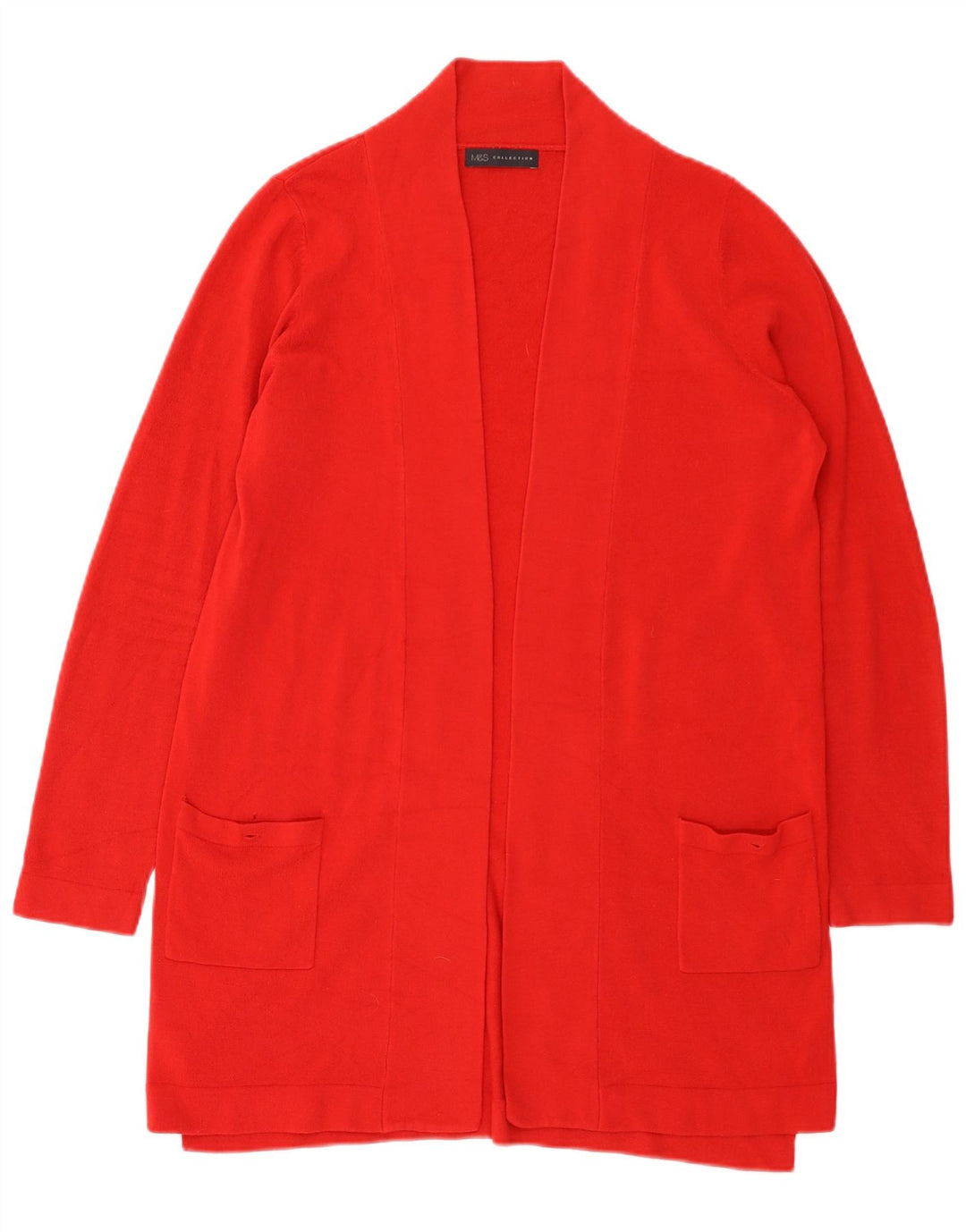 Marks & Spencer Damen Longline Open Cardigan Pullover UK 16 Large Rot